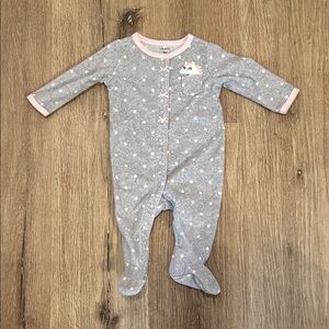 Carter's Gray and Pink Polka Dot Footie